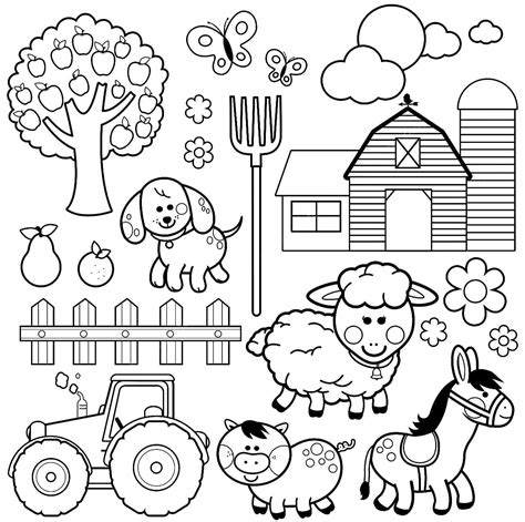 imagenes de una granja infantil|Dibujos de animales de la granja para colorear e imprimir.